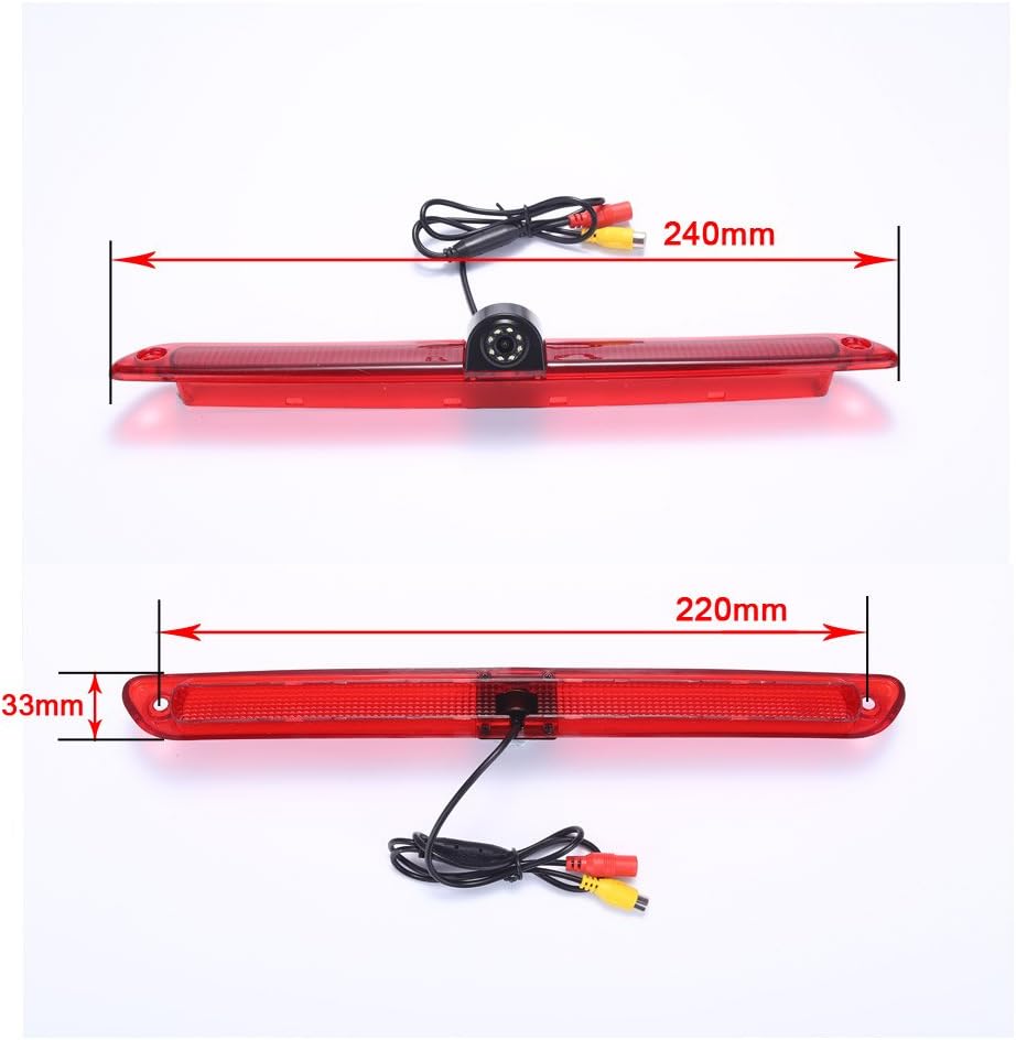 Car Third Roof Top Mount Brake Lamp Light Rear View Reverse Parking Camera,for Benz Sprinter W906 VW Crafter Multivan Caravelle T6 Transporter/Transit/Caravan/Master AA/ohnmobi (with 7-inch Monitor)