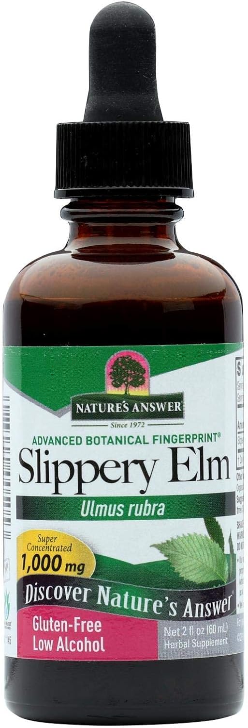 Nature's Answer Low-Organic-Alcohol Slippery Elm 2oz Extract | Herbal Supplement | Supports Mucous Membranes | Demulcent Herb | Kosher | Gluten-Free | Pack of 1