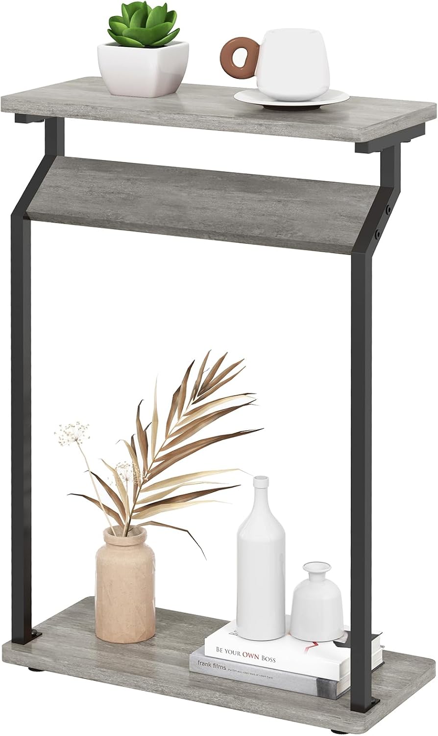 Livofloral Narrow End Tables for Small Spaces, Skinny Grey Side Table