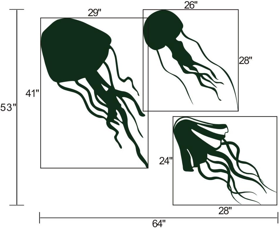 DigTour WallArt Home Decal Jellyfish Medusa Wall Decal Ocean Creature Scuba Tentacles Wall Decals & Murals (X-Large,Dark Green)
