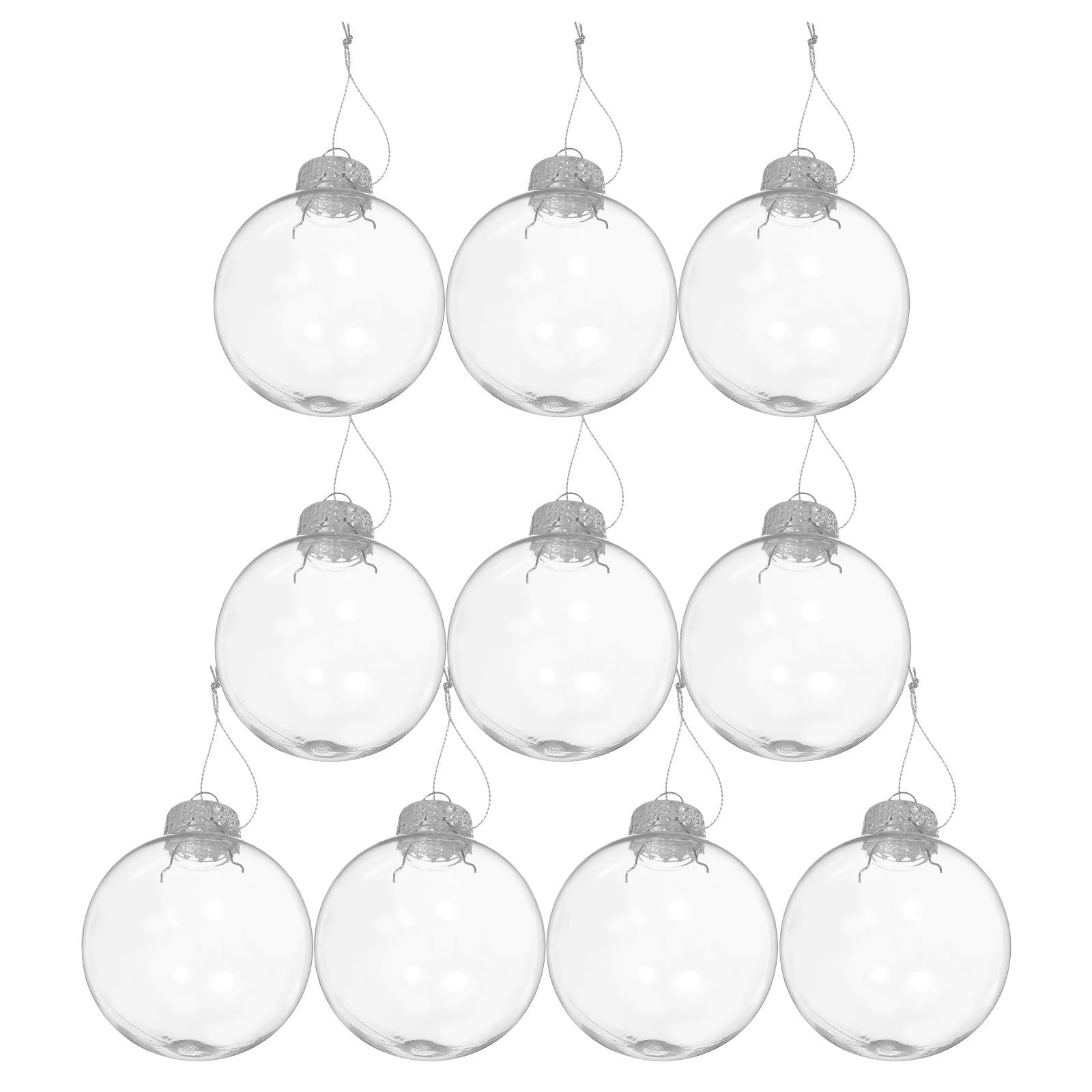 10 Pièces Boules de Noël Suspendues Transparentes, Plastique