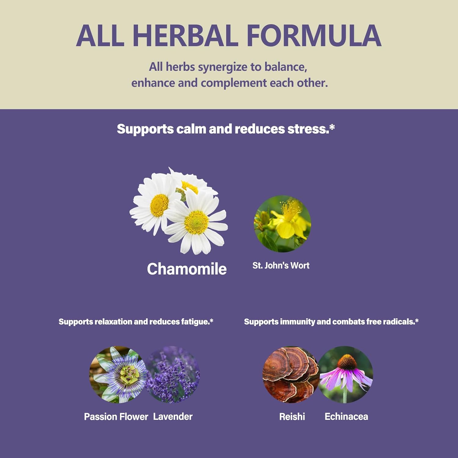 Chamomile herb Extract Drops, Natural Calm Herbal Tincture Supplement w/Passion Flower, St. John's Wort, Lavender, Reishi, & Echinacea for Relaxation Support & Immune Support. 2oz - Image 4
