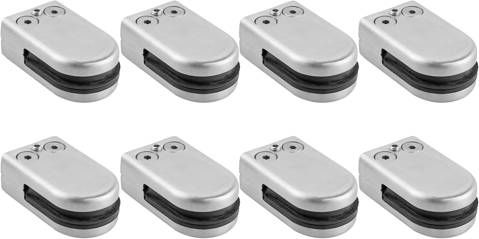 Kamtop Glass Clamp, 6-7mm Round Glass Clamp, Adjustable Bracket 304 Stainless Steel Clamps Flat Back for Balustrade Staircase Handrail, 8 PCS