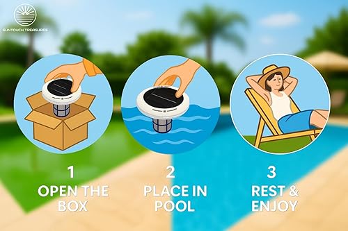 Miniatura 4 de Sistema mineral solar para piscinas limpiador de piscinas, accesorio mineral flotante alimentado por energía solar para equilibrio de agua de