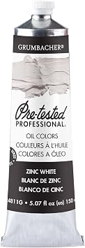 Grumbacher Pre-Tested Oil Paint, 150ml/5.07 Ounce, Zinc White P24811G