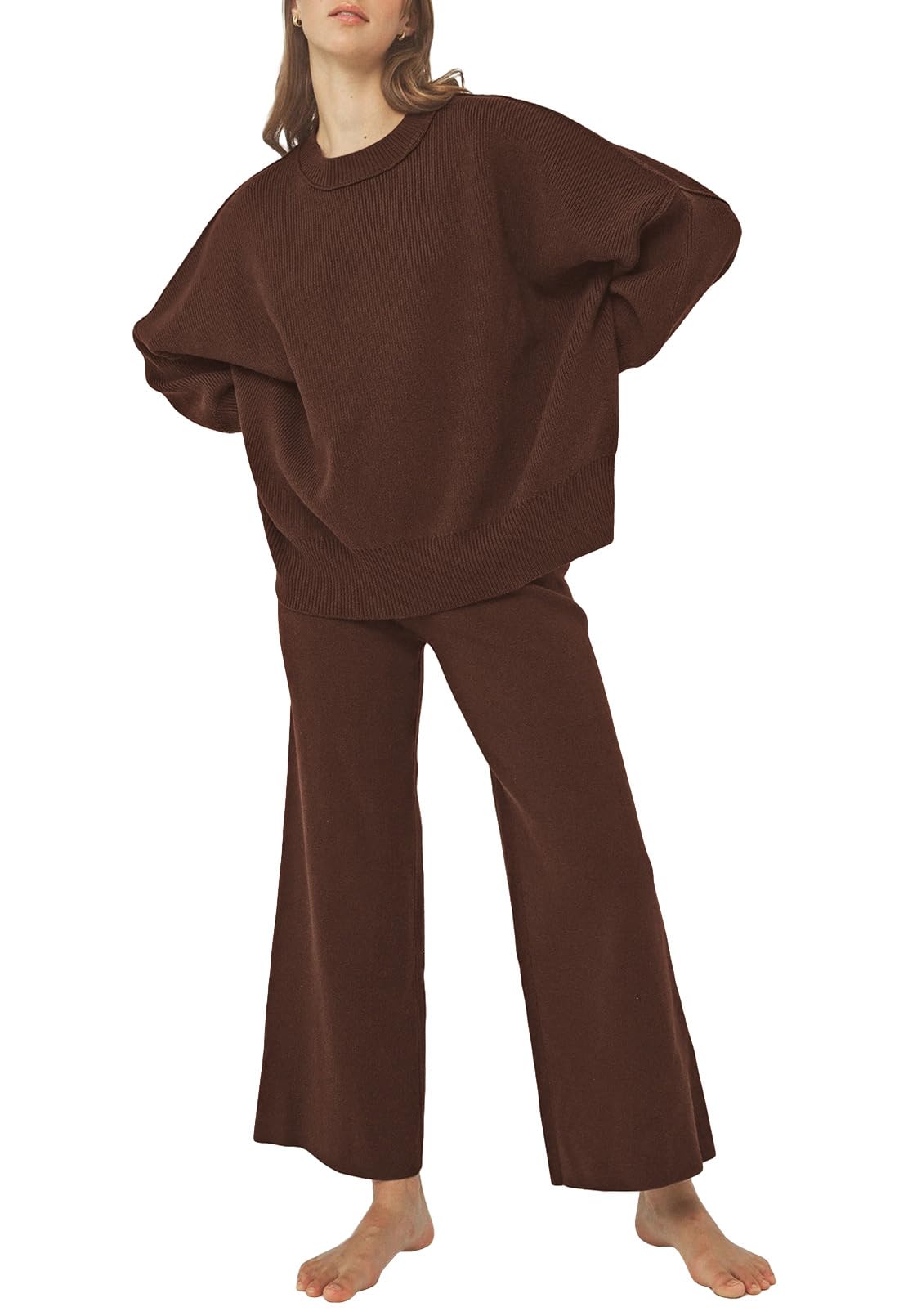 Viottiset Women's Casual Plus Size 2-Piece Lounge Set Outfit Sweatsuit Long Sleeve