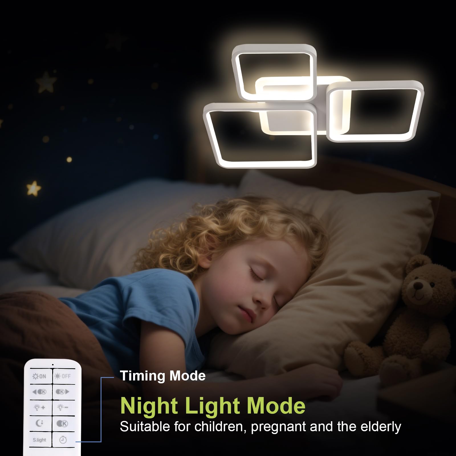Toolight Deckenleuchte LED Dimmbar, 45W 5062LM Modern LED Deckenlampe Weiß, 57CM Quadrat Deckenbeleuchtung Dimmbar mit Fernbedienung 3000K-6500K für Schlafzimmer Wohnzimmer Küche Esszimmer