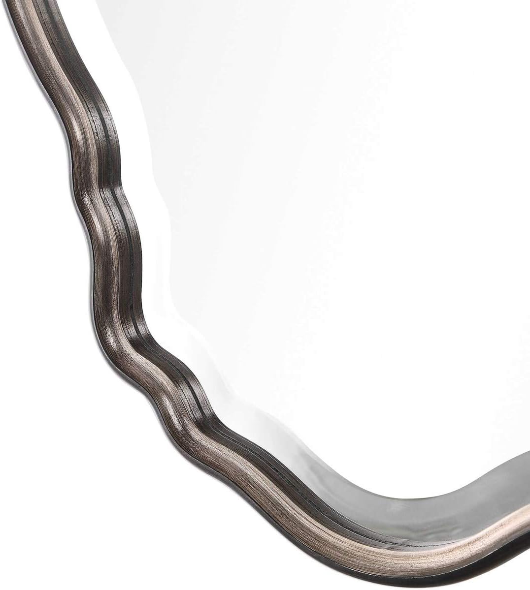 Spinner Norris Antique Silver Champagne Mirror | Oval Wall Mirror Finished in Antiqued Silver Champagne with Dark Bronze Outer Edge (22” W x 33” H x 1” D Oval Mirror)