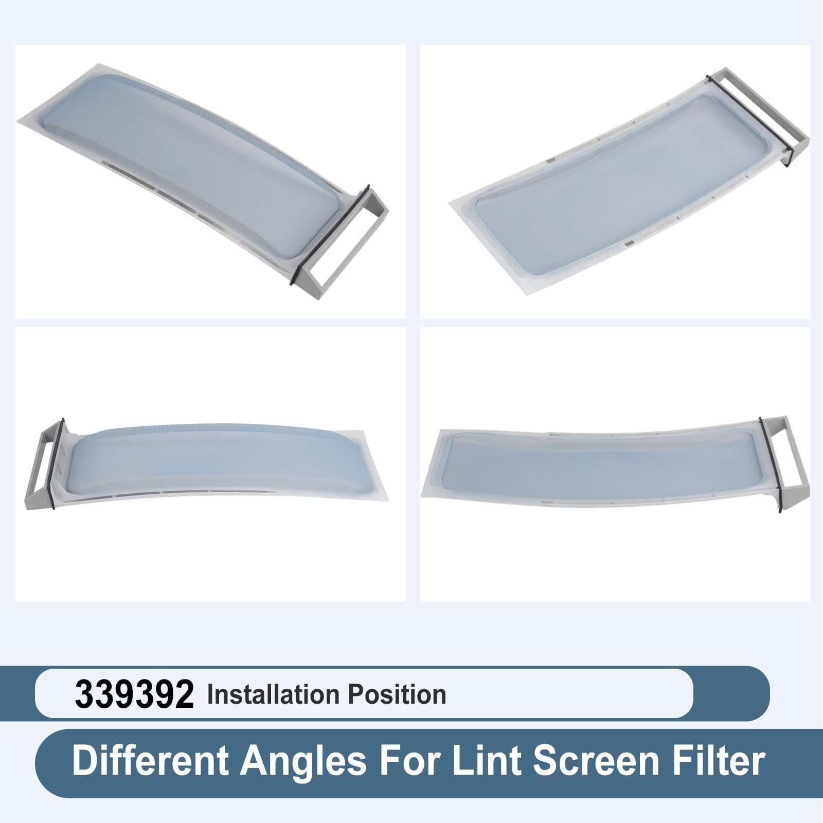 339392 337448 - Pantalla de filtro de pelusa para secadora compatible con Whirl-pool Ken-more piezas de secadora reemplaza AP5984180 DE522 PS11722097