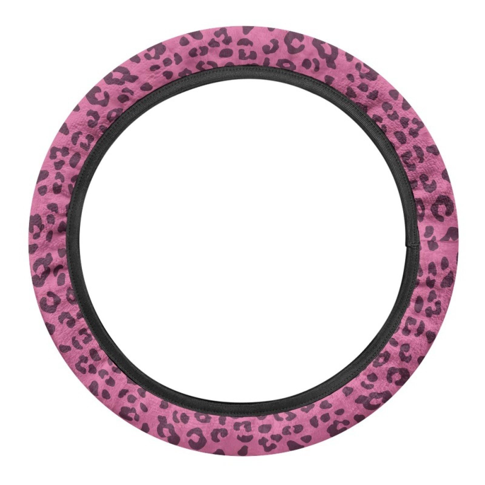 Funda Volante Coche Universal Rosa Franela Antideslizante, Suave Adecuado para Todas Las Estaciones, Funda Volante 38 Cm