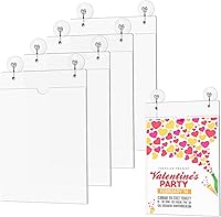 AIHSUMC 4-Pack 8.5x11 Acrylic Sign Holders - Hanging Window Wall Mount Display Frames w/ Tape, Screws, Suction Cups for Stores & Offices