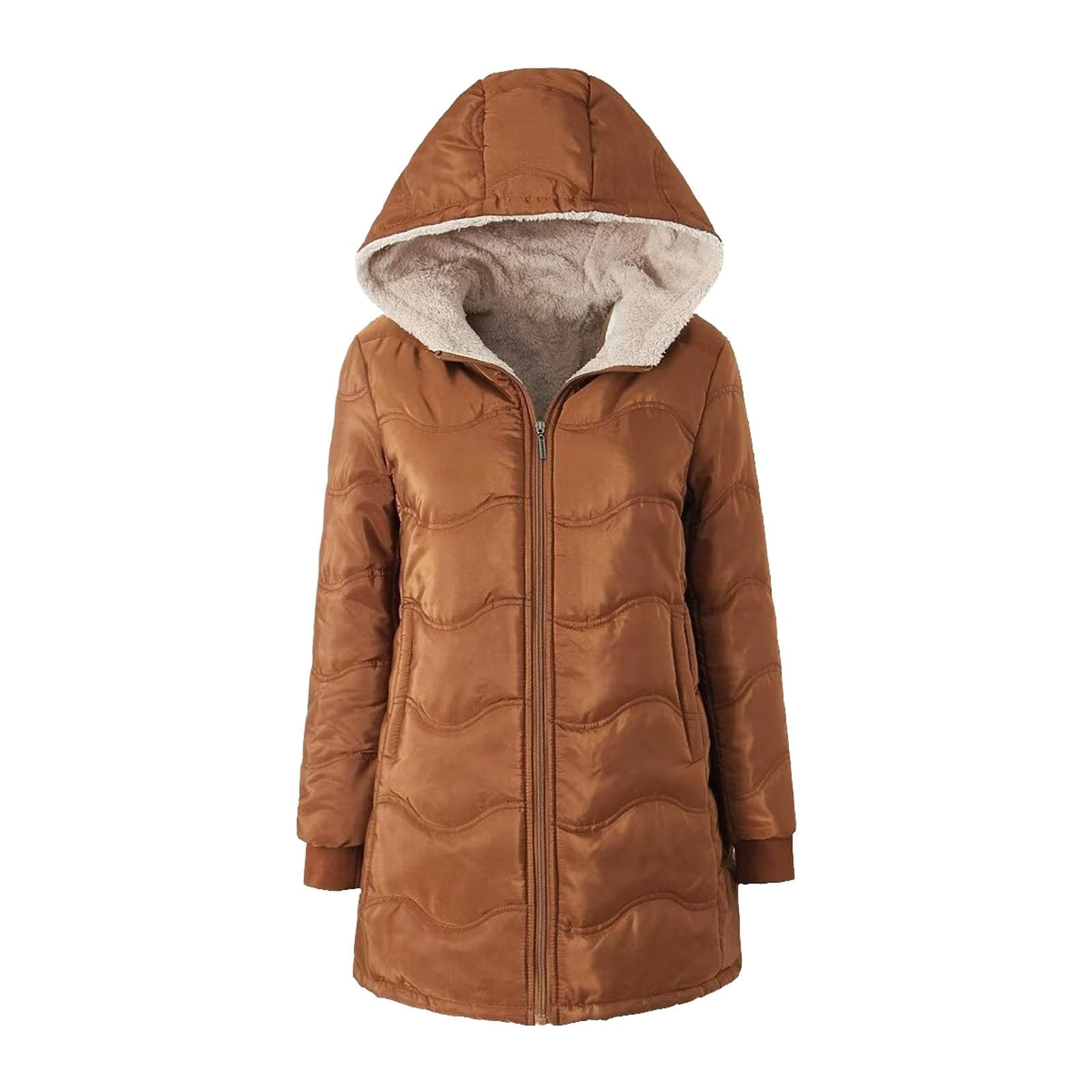 Women'S Geometric Lamb Wool Padded Medium Length Giacca Per Inverno Giubbotto Donna Invernale Trench Impermeabile Trapuntata Oltre Abbigliamento Pumino Piumino Leggero 100 Grammi Da