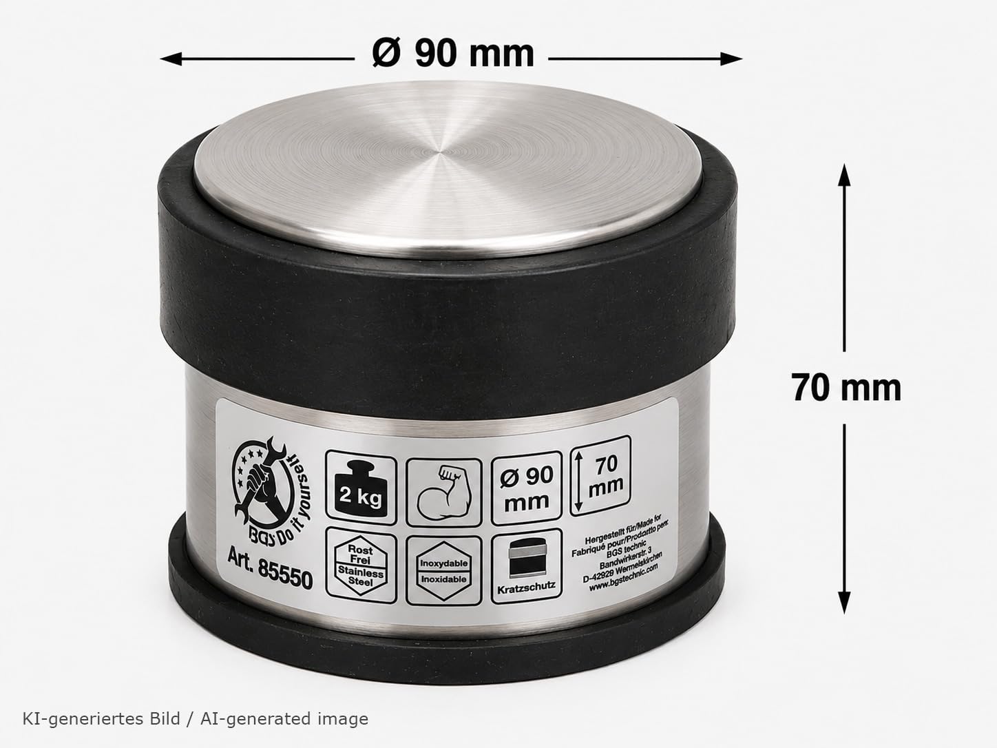 BGS Diy 85550 stoper do drzwi | stal nierdzewna | 90 x 70 mm | 2 kg