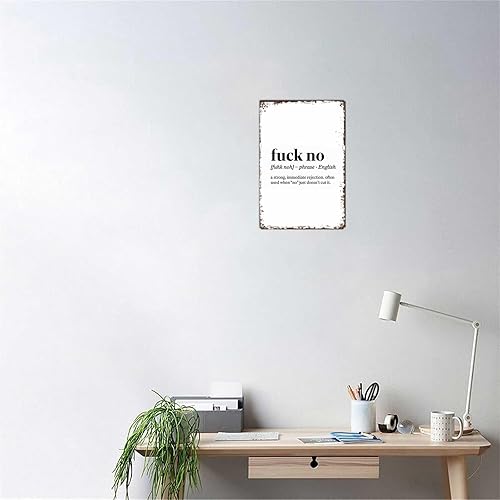 Miniatura 5 de LAHUTK Cartel de letreros divertidos "Fuck No Definition" Sassy Swear Word Arte de pared de metal para oficina, dormitorio, bar, garaje, decoración