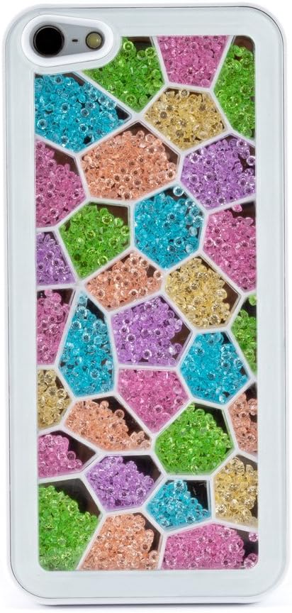 Newsh New Style Cube Rainbow Swarovski Element Crystal White Back Cover Case for iPhone 4 4S