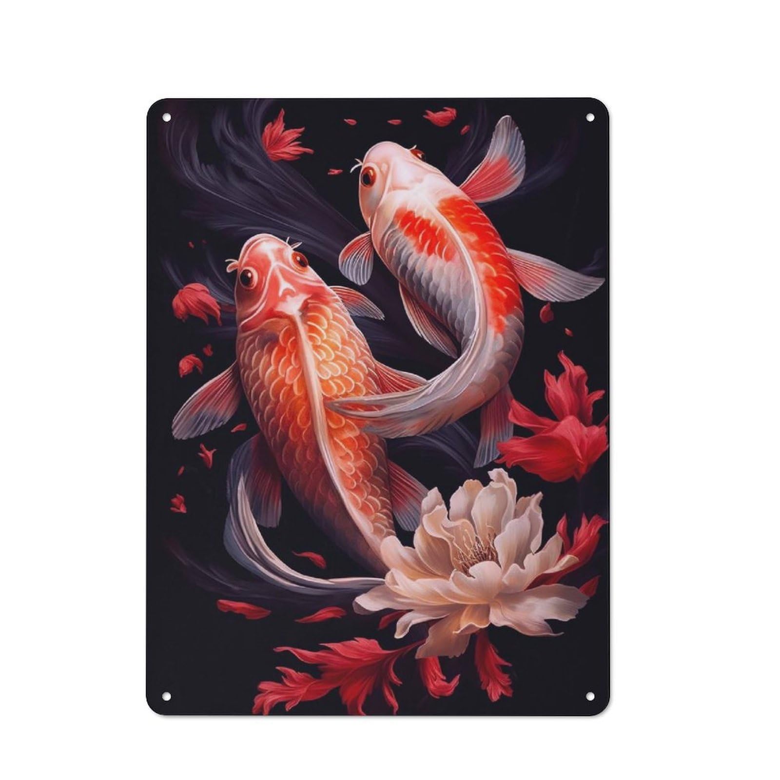 Junmoney Fat Koi Fish Retro Metal Sign 40X30cm For Garage Wall, For Home Interiors And Metal Sign Collectors