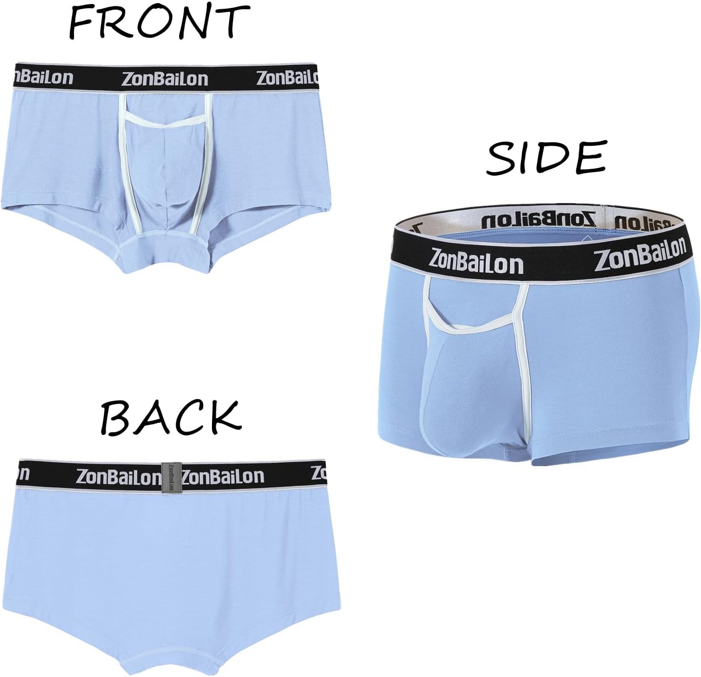 ZONBAILON Horizontal Fly Mens Underwear Comfy Boxer Briefs for Men Pouch - Image 4