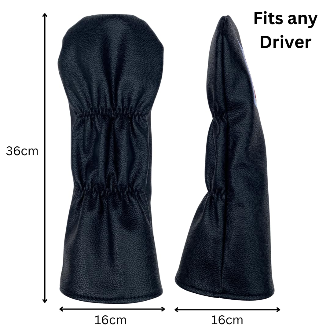 Driver Head Cover. Novelty Golf Club head covers. Golf gifts. PU Leather. (L Plate), Black - Image 4