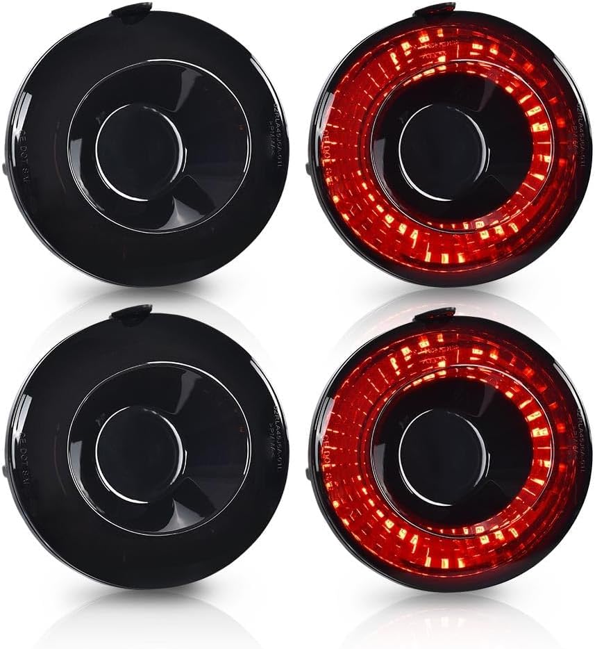 PIT66 LED Tail Lights Compatible with Chevy Corvette C6 2005-2013 25958215, 10440715, 22762674, 25958213, 10440713, 25958216 Smoke Lens Black Housing Rear Tail Light Lamp Assembly