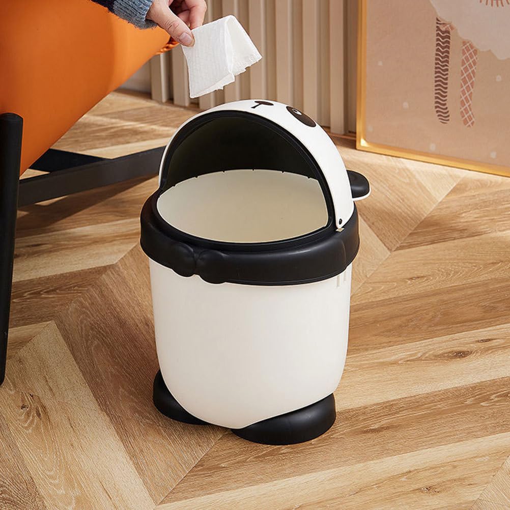 Cestino Spazzatura A Forma Di Panda Con Coperchio - Plastica, 38x23.5 Cm, Per Camera, Bagno, Cucina, Decorativo - 6