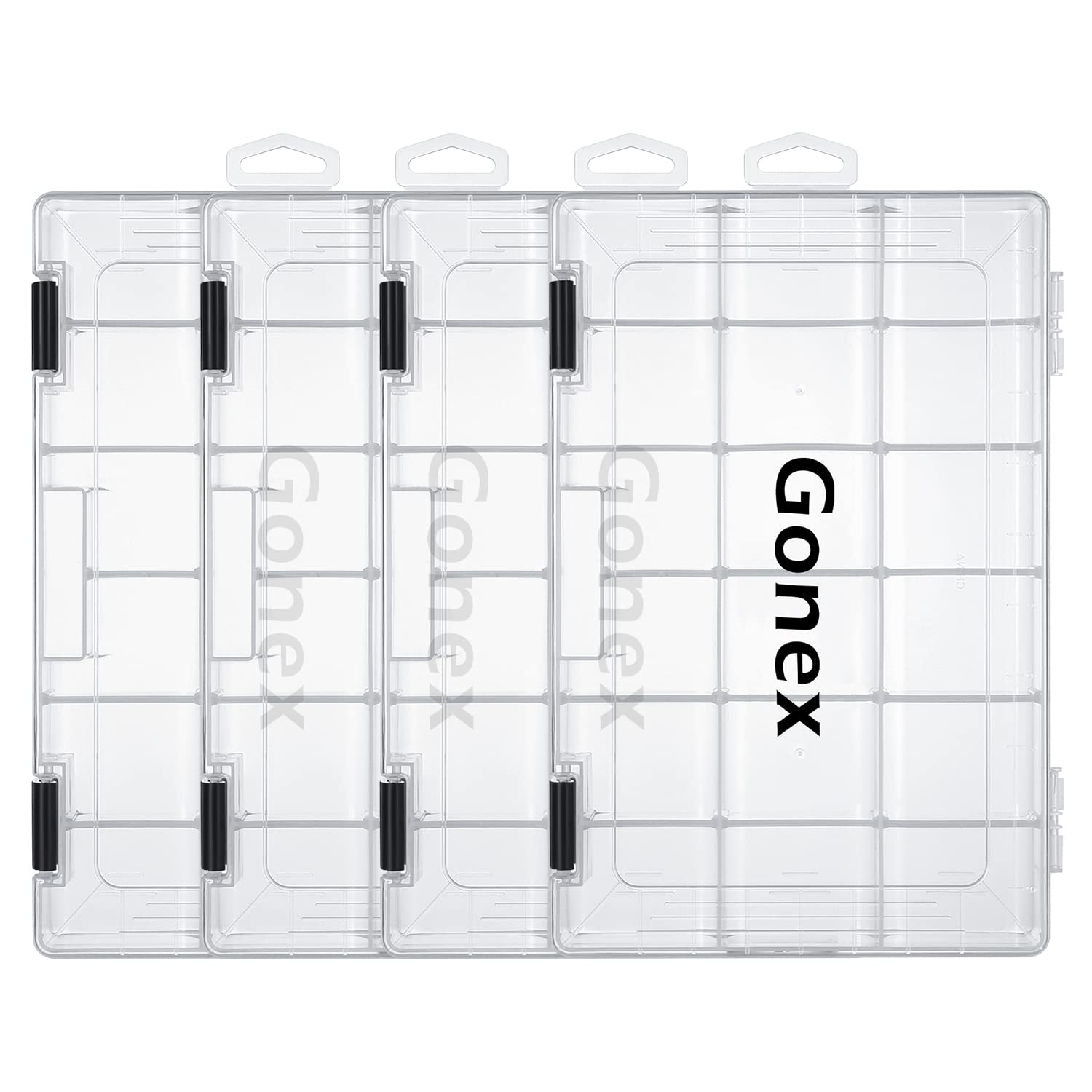 Gonex Scatole per esche da pesca 4 pezzi, organizer in plastica trasparente con 18 scomparti