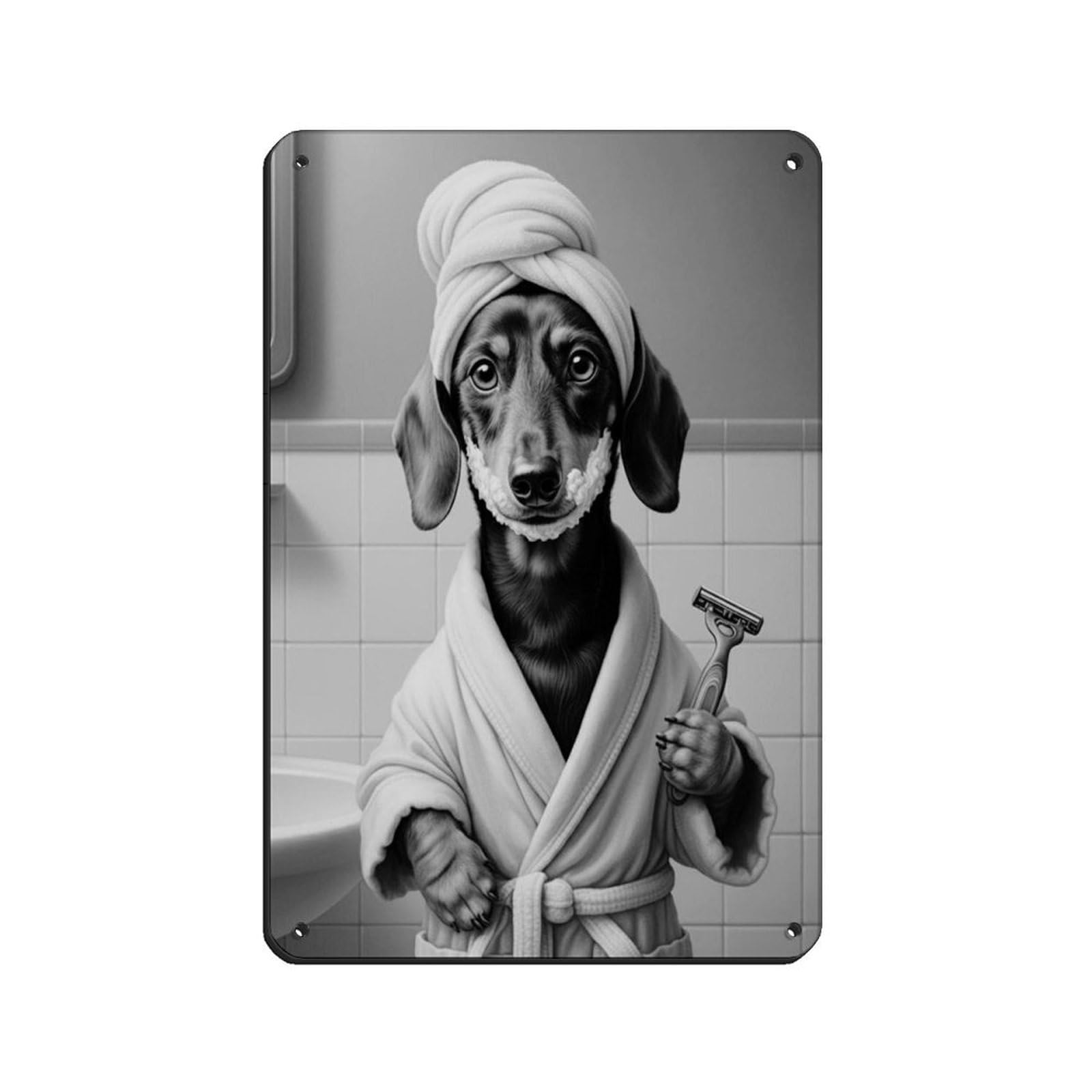 Dachshund Dog Bathroom Art (2) Tin Sign Vintage Metal Pub Club Cafe Bar Home Wall Art Decoration Poster Retro 8x12inch(20x30cm)