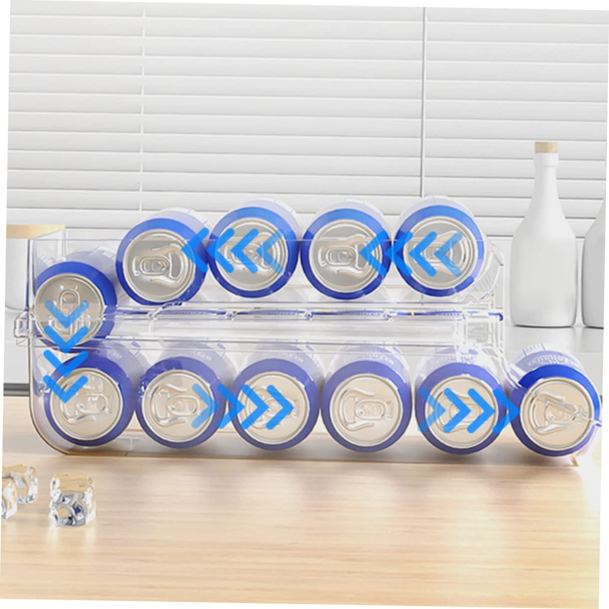 Ciieeo Organizador de Latas para Nevera de Plástico Diseño de Doble Capa, Dispensador para Bebidas Que Mantiene Frescura, Adecuado para Campers y Vehículos Recreativos