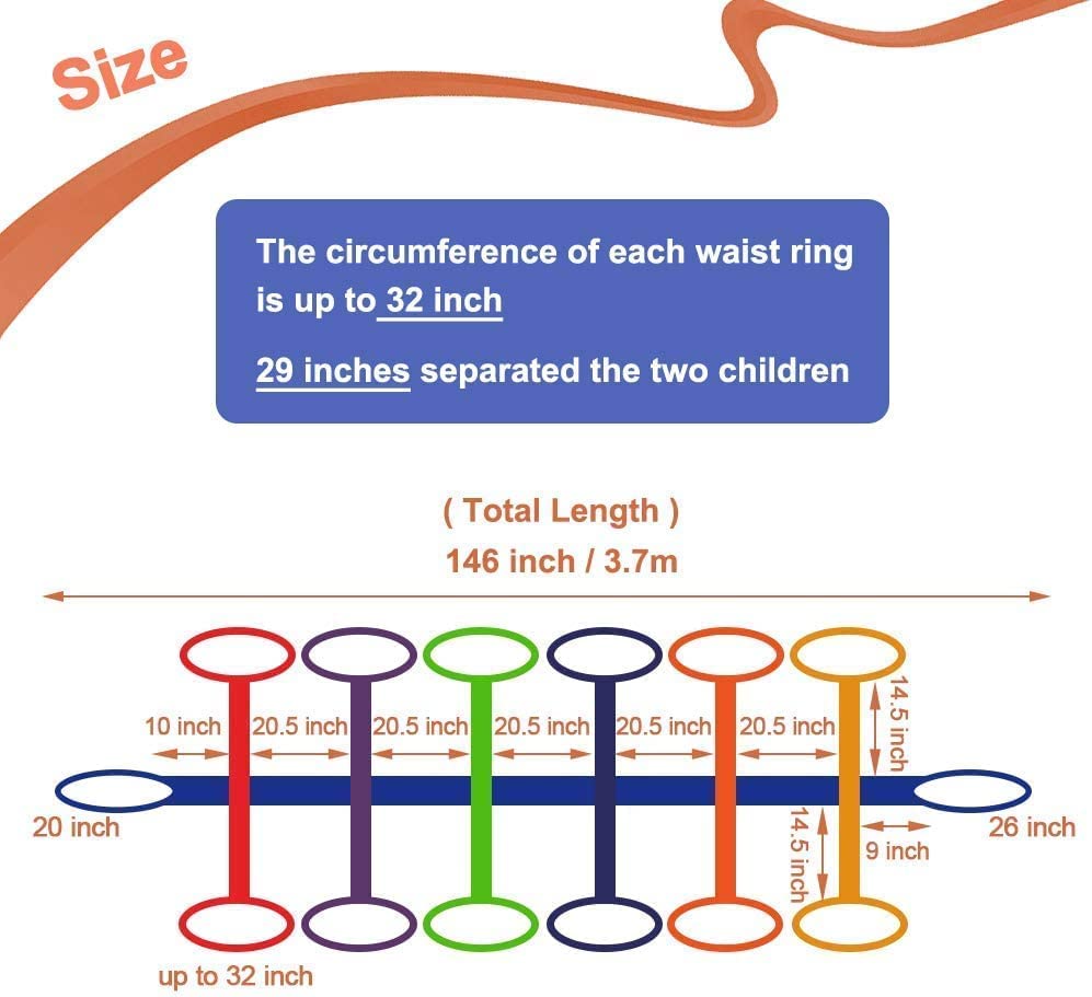 Preschool Walking Rope with Rings Toddlers Child Leashes for Kids 2 to 12 Line Up Safety Wrist Strap with Handles Color Tether Daycare Must Haves Outdoor Supplies (Support 12 Children & 2 Adult) - Image 4