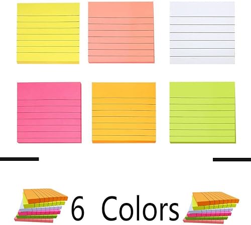 Miniatura 2 de Creatiburg Sticky Note Pads 1200 hojas forradas de 3.0 x 3.0in, notas autoadhesivas para oficina, 12 almohadillas, 6 colores brillantes, fáciles de