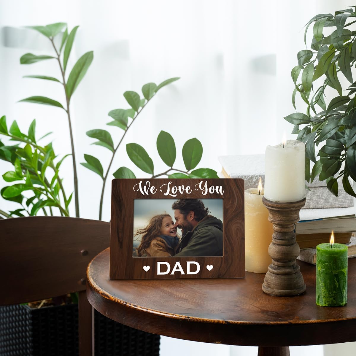 Father's Day Gifts, Dad Gift, Wood Photo Frame Gifts from Daughter & Son, Daddy Picture Frame - We Love You Dad, 4x6 inch, Birthday Christmas Gift, Farmhouse Home Decor, Display on Tabletop, Desk - Image 4