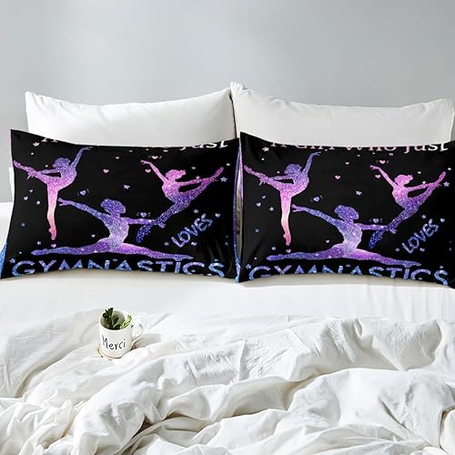 Miniatura 7 de Juego de ropa de cama de ballet para niñas, funda de edredón de gradiente azul y morado, funda de edredón de bailarina, para niñas, niños, ropa de