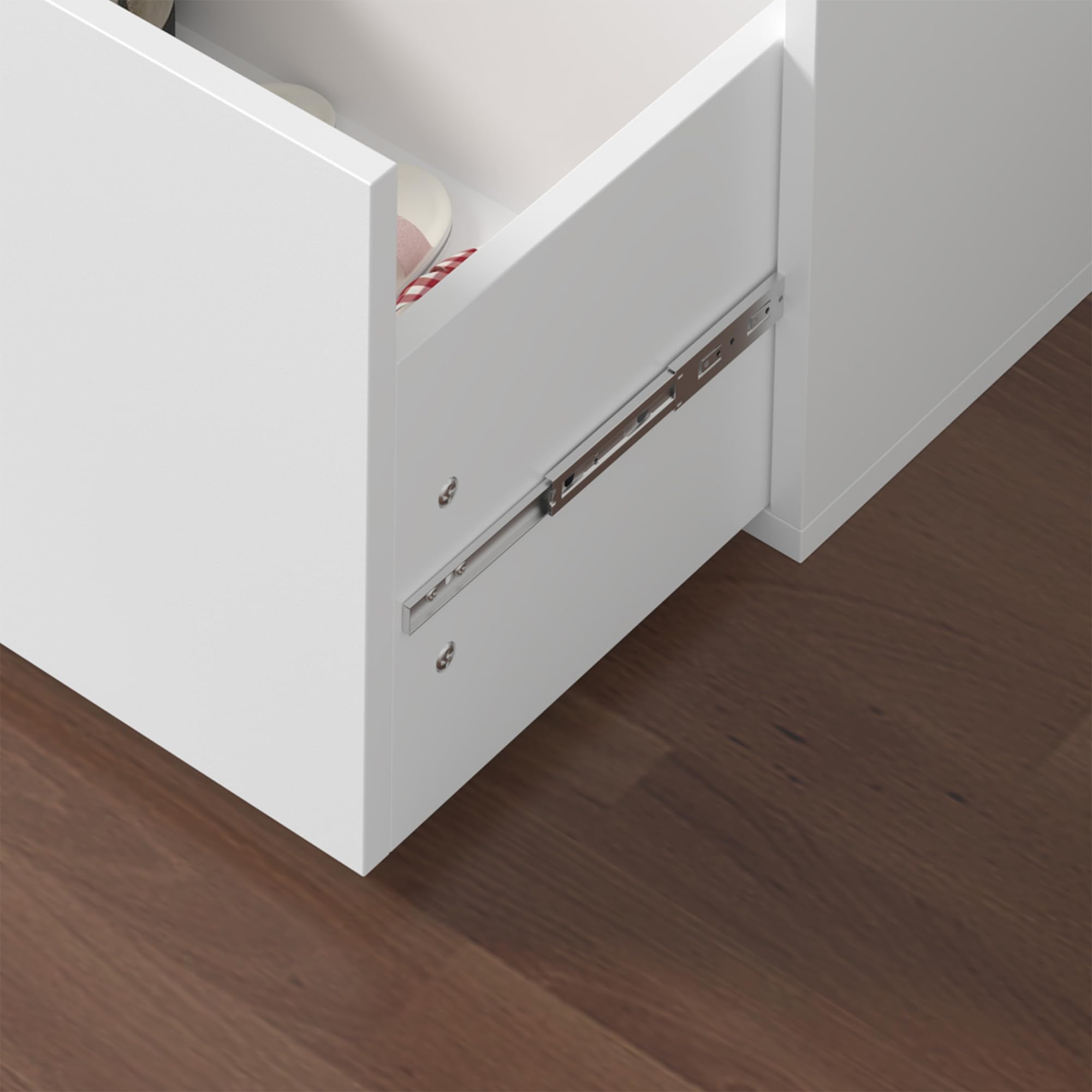 [en.casa] Panchina Portascarpe con Cassetto Scarpiera con Seduta Imbottita Similpelle e Contenitore Estraibile per Ingresso Camera 80 x 39 x 45 cm Bianco