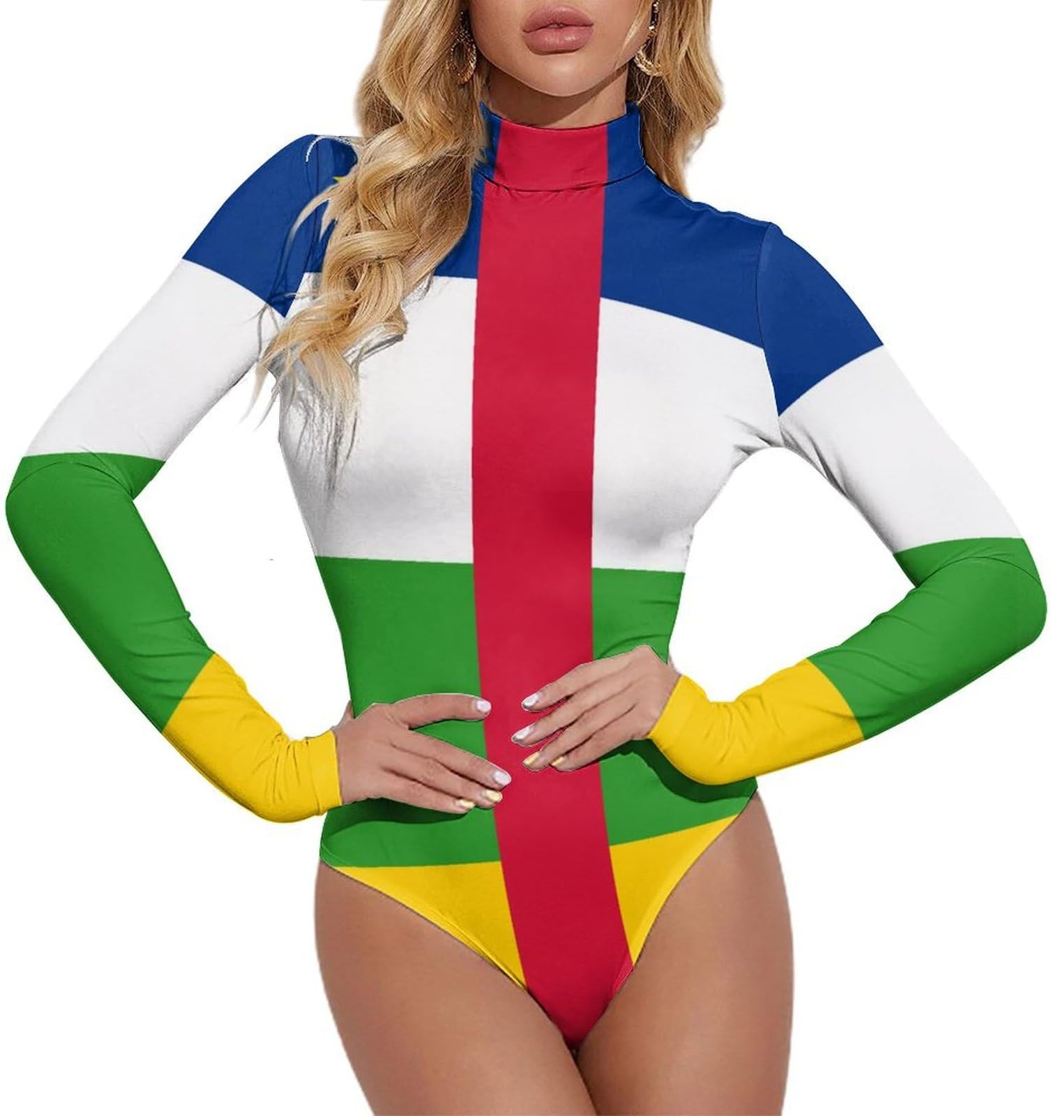 Cuban Flag Women's High Neck Long Sleeve One-Piece Bikini Swimsuit Set