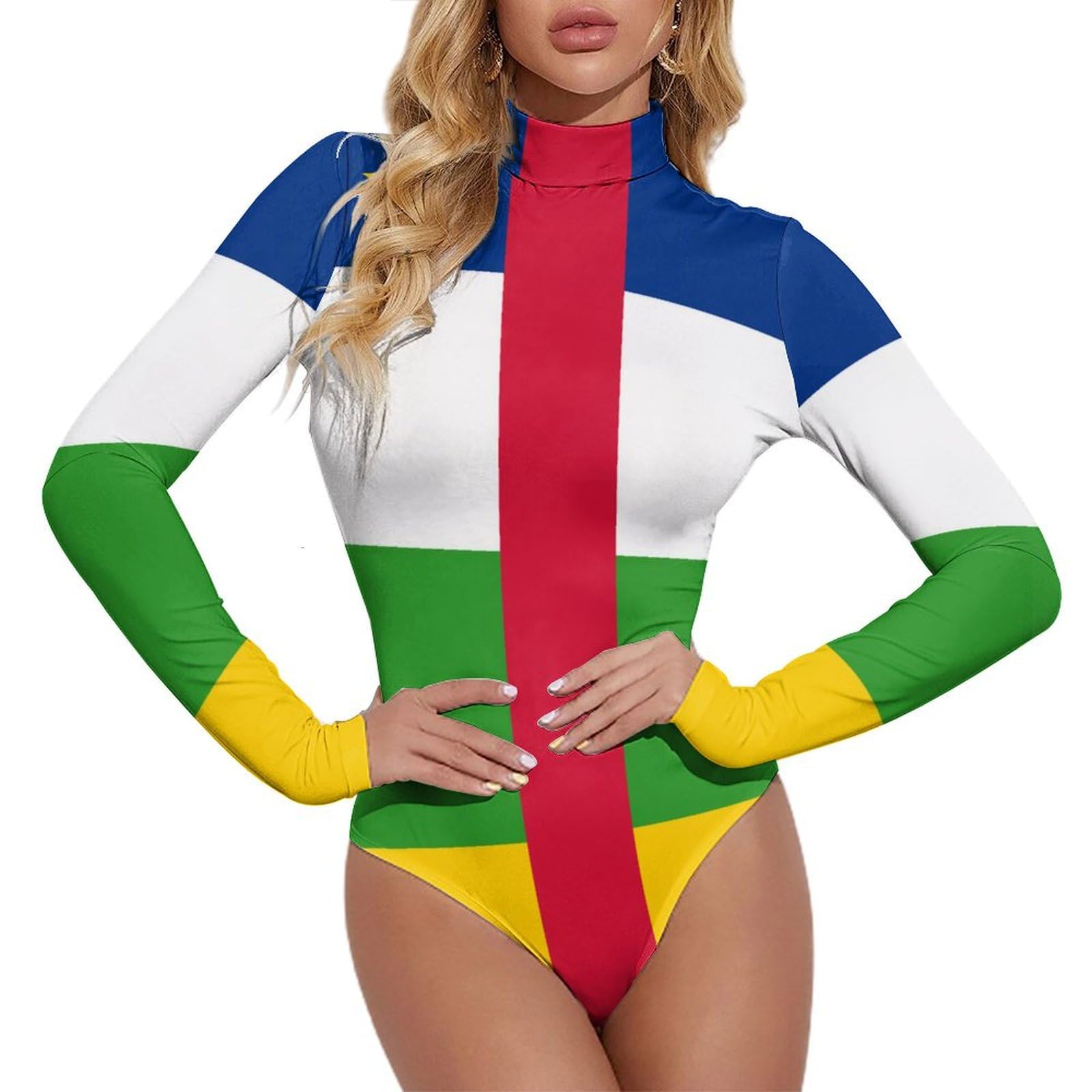 Cuban Flag Women's High Neck Long Sleeve One-Piece Bikini Swimsuit Set