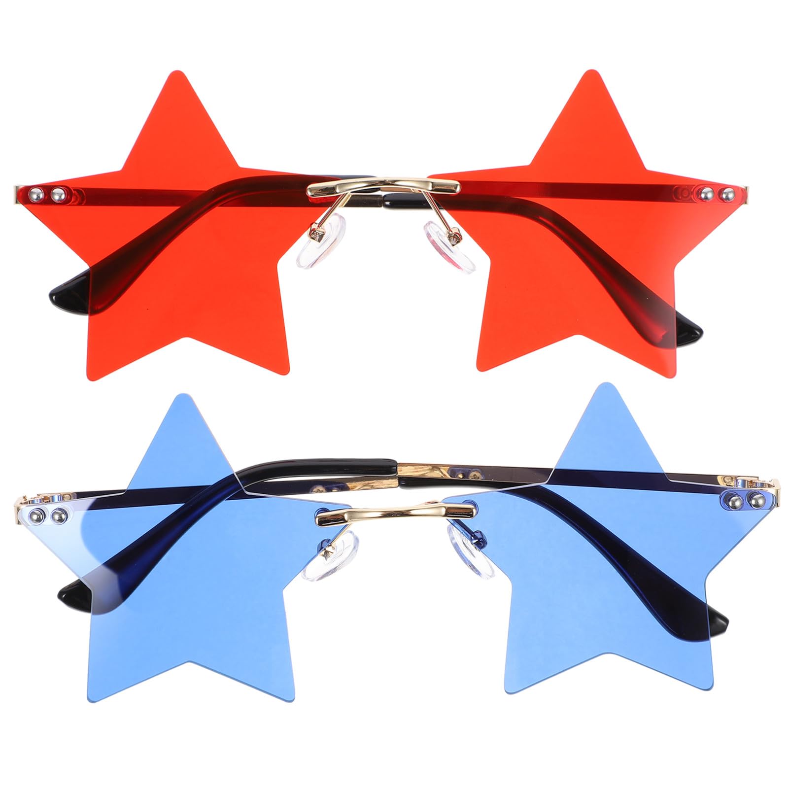 SHERCHPRY Juego De 4 Gafas Sin Montura Con Forma De Estrella Estilo Patriótico Para El Día De La Independencia 2 Unidades X 4