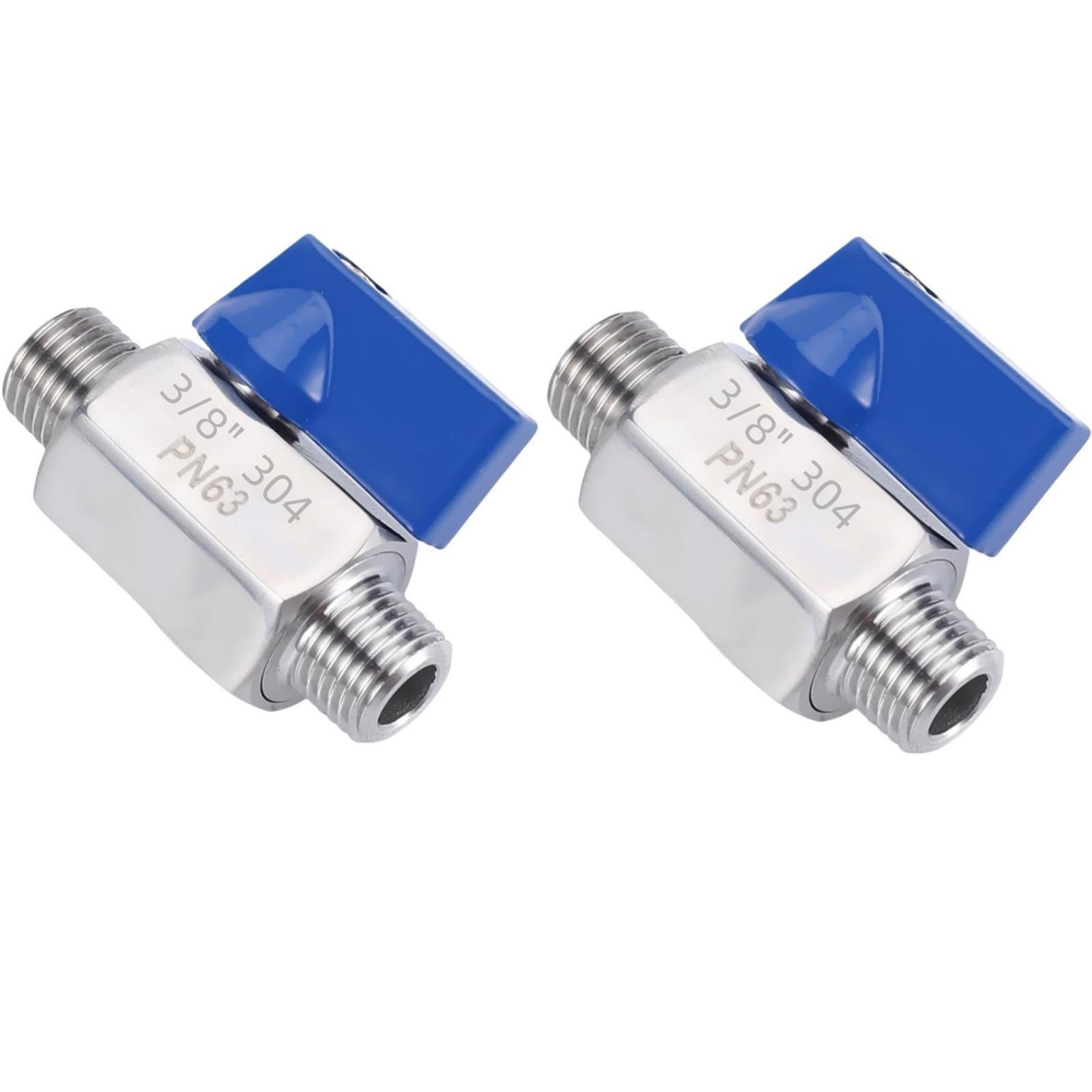 2-pakowy mini zawór kulowy ze stali nierdzewnej 304, męski x męski, zawór odcinający NPT(3/8 Inch)
