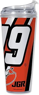 Rico Industries NASCAR Racing Denny Hamlin 24oz Acrylic Tumbler with Hinged Lid, Officially Licensed Double Wall Tumbler with Straw