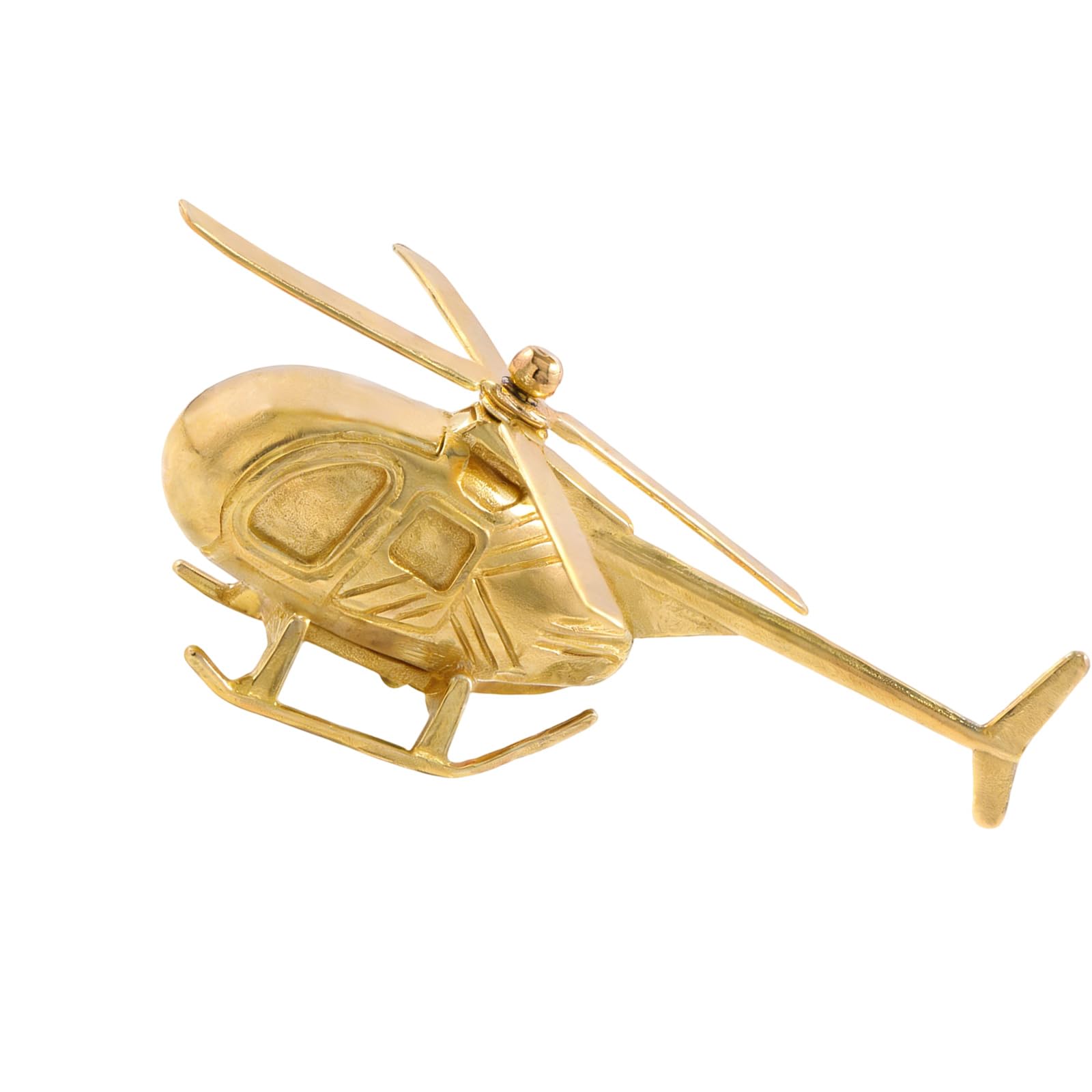 Tsophreniq Compact Antique Helicopter Model Collectible for Small Spaces Decoration Exquisite Handcrafted Vintage Helicopter Brass Figurine