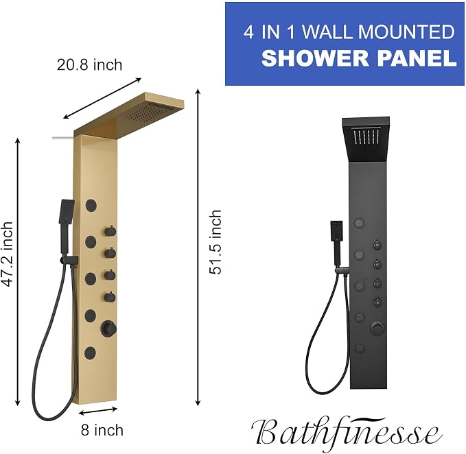 Columna de ducha de acero inoxidable con 5 jets masaje ajustable miniatura 3