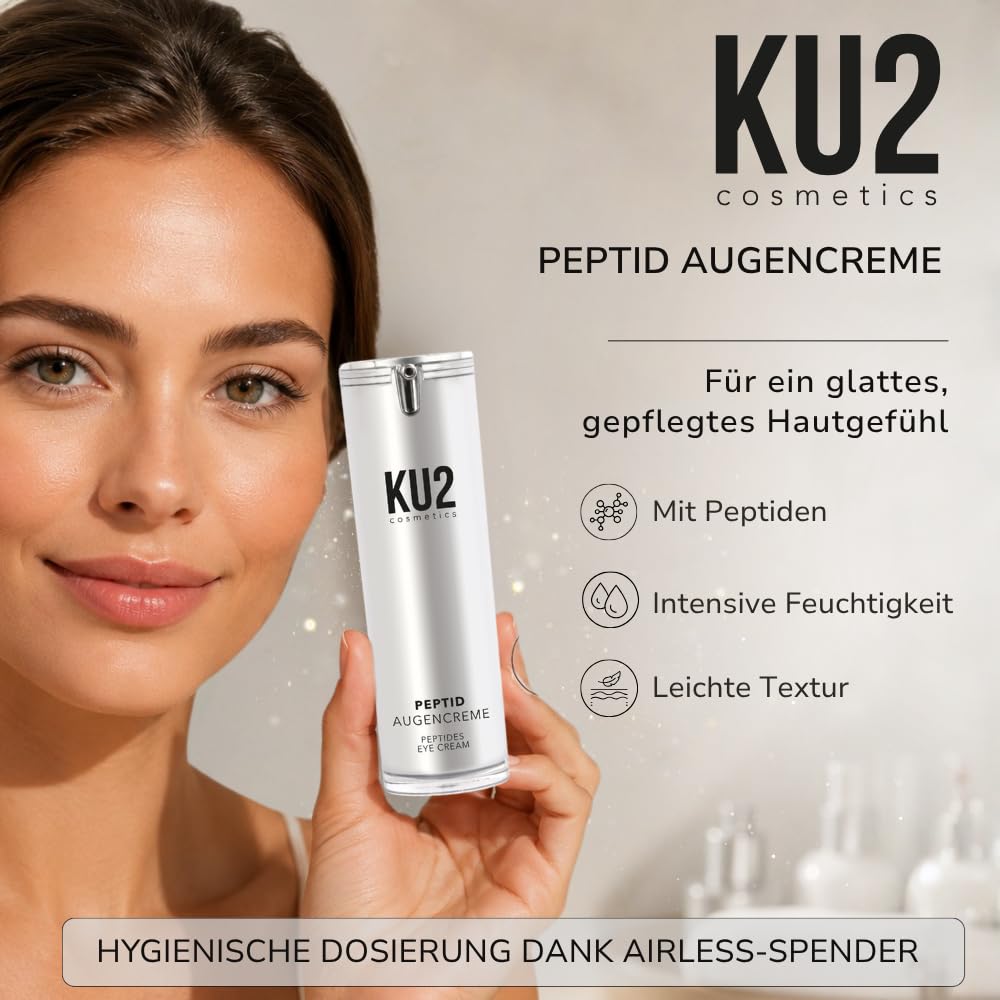 KU2 Cosmetics Peptide Augencreme – Anti Aging Augenpflege, 30ml