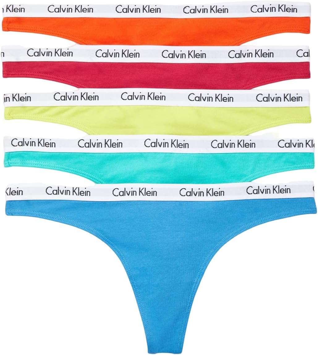 Calvin Klein Women's Carousel Logo Pride Cotton Stretch Thong Panties, Multipack