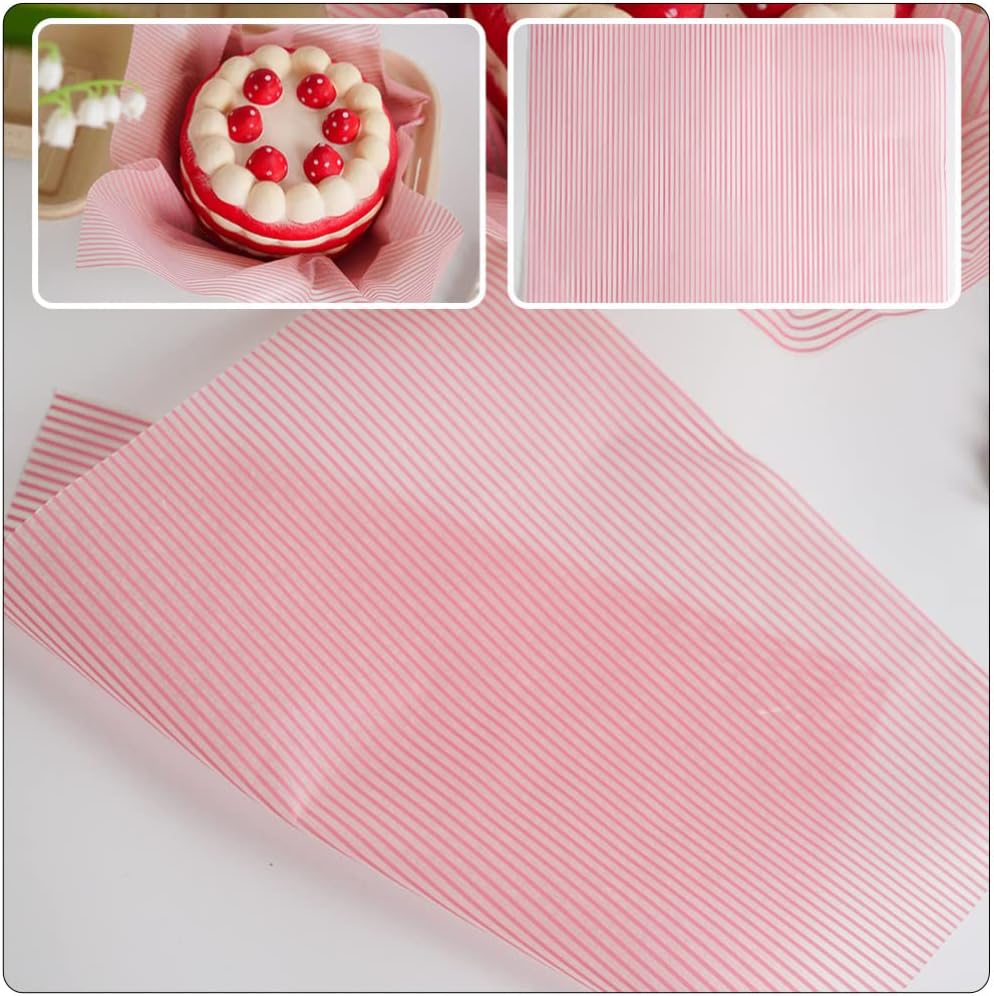 50sheets Food Wrapping Wax Paper Packing Paper with Stripe Design for Sandwiches Cookies Fried Foods and More for Microwavable Oven Use