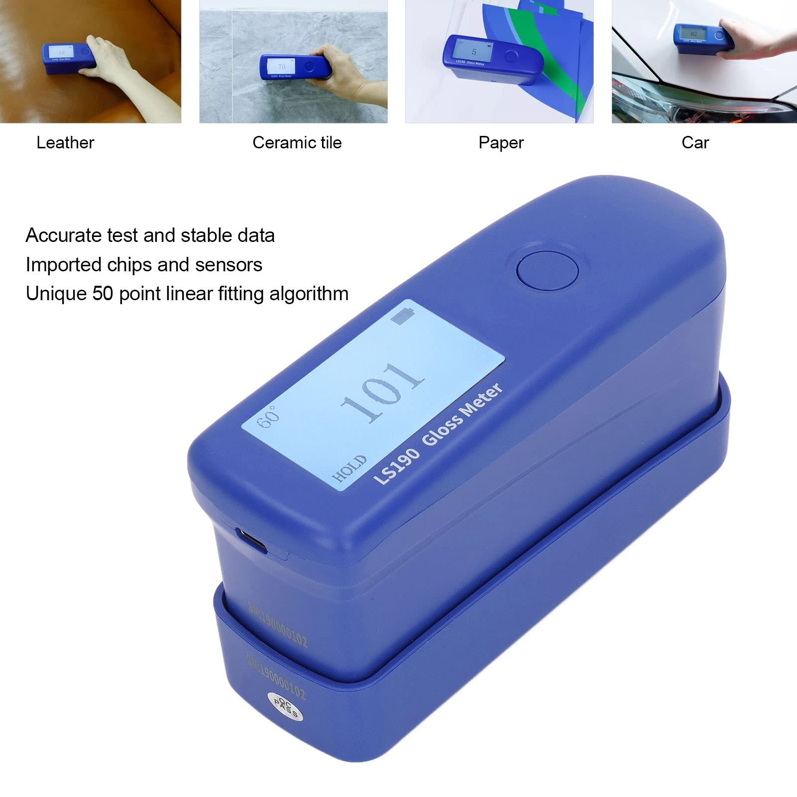Medidor de Brillo Medidor de Brillo Portátil Medidor de Brillo de Cristal Líquido Digital Adecuado para Inspección por Lotes