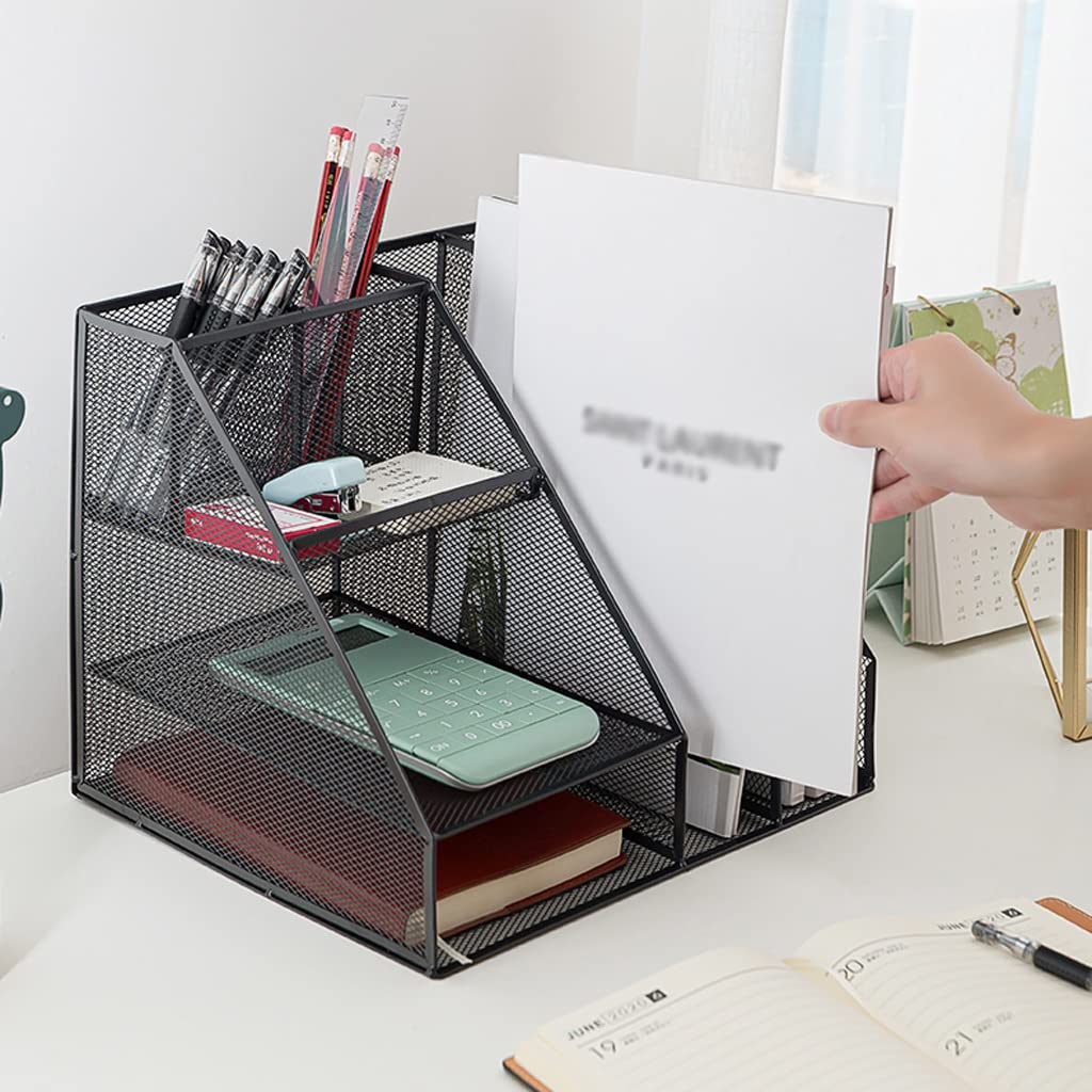 Zeitschriftensammler aus Metallgeflecht, für Papiere und Zeitschriften, stilvoll, 31 x 25,5 x 25,5 cm, Aufbewahrungslösung für Zuhause und Büro, Schwarz
