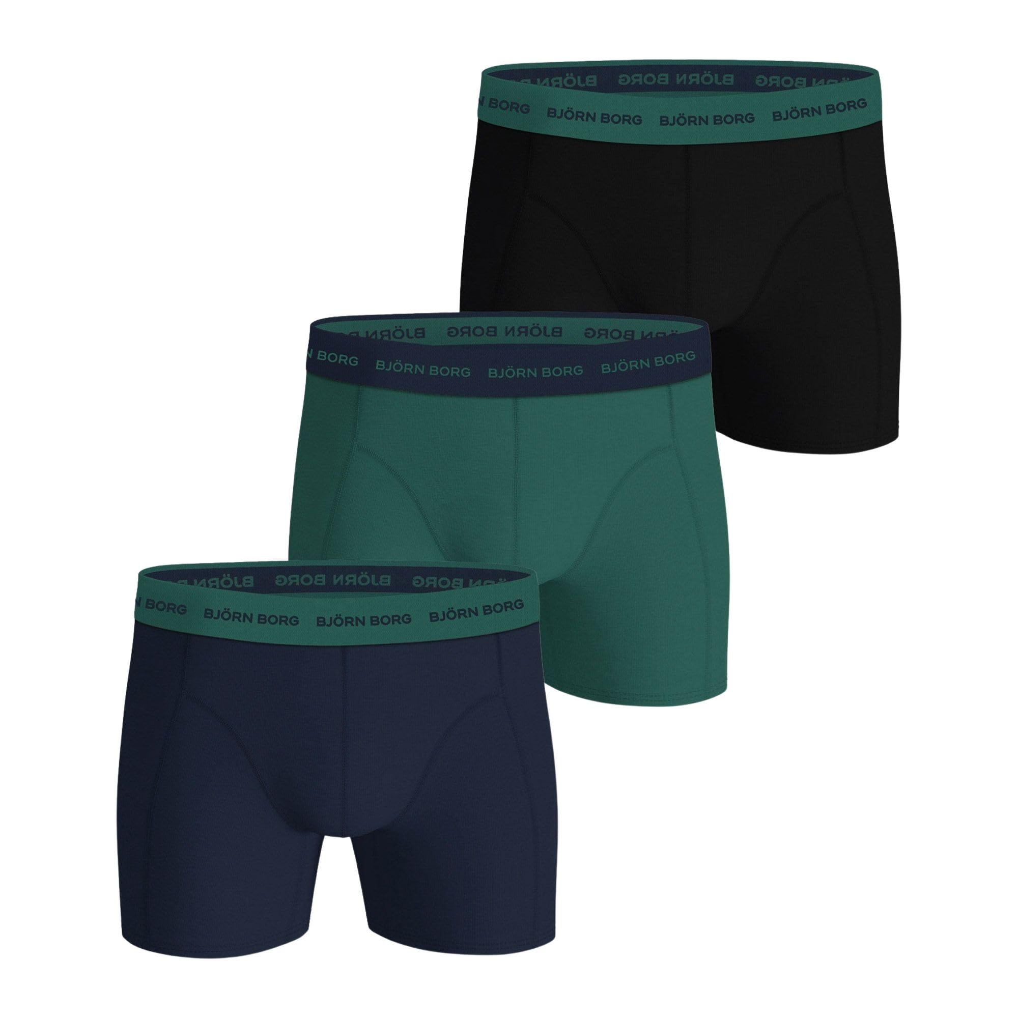 Björn Borg Men's Green Mix Bjorn Borg Cotton Comfort Stretch Boxer 3 Pack X-Large (Green)