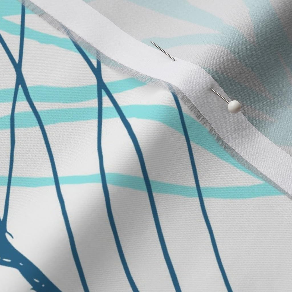Spoonflower Fabric - Peacock Feathers Pen Ink Aqua Indigo Turquoise Watercolor Bird Art Printed on Organic Cotton Sateen Fabric by The Yard - Sewing Quilting Apparel Home Decor