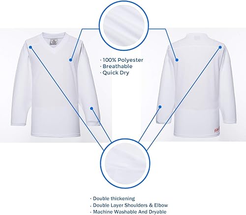 Miniatura 3 de EALER Camiseta de práctica de hockey sobre hielo en blanco de la serie H80 para hombres y niños, adultos y jóvenes, adultos y jóvenes