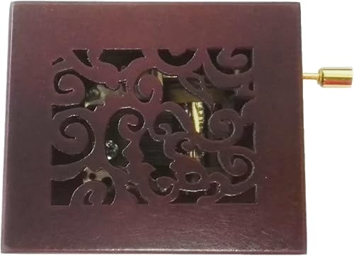 FnLy Caja musical de madera con manivela grabada de 18 notas con movimiento chapado en oro, caja de regalo de música, caja de música Ode to Joy