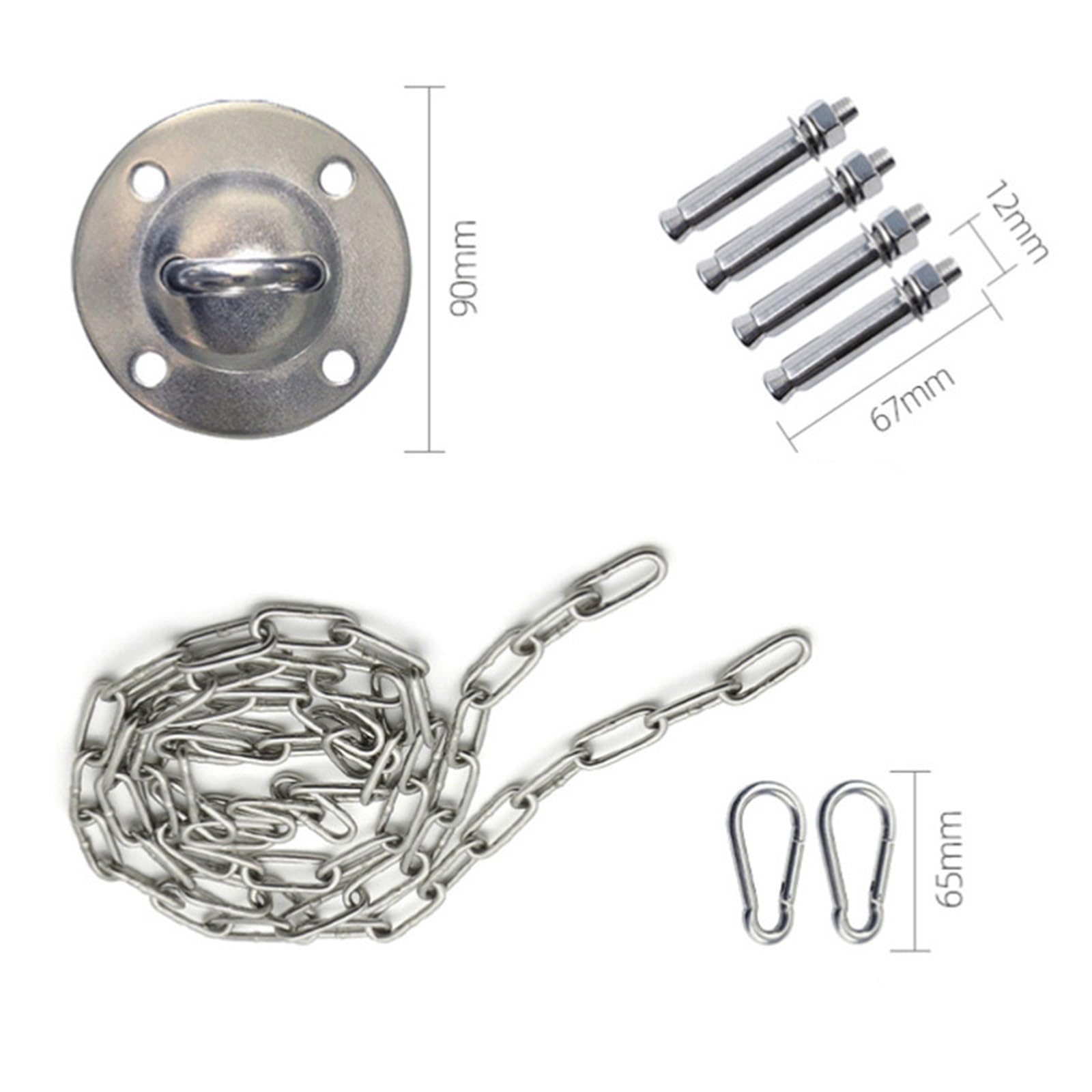 Ensemble de boucles en métal pour balançoire - 1,5 m - Pour suspendre des chaises et des balançoires de porche