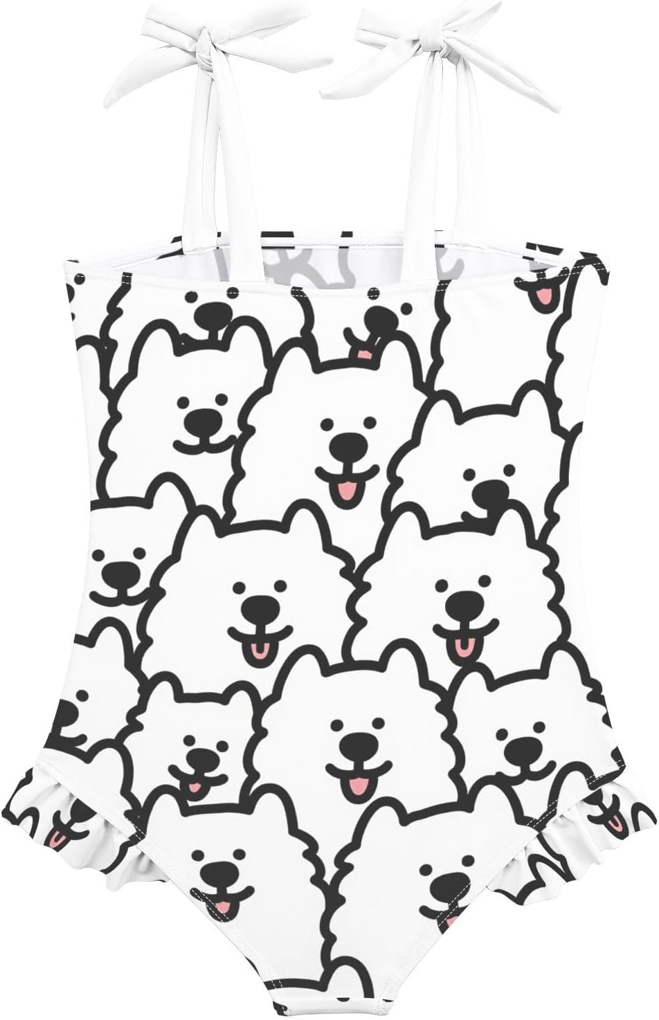 visesunny Toddler Girl Swimsuit Adjustable Strap Swimwear White Samoyed Dog Bathing Suits for Girls 18M-6Y